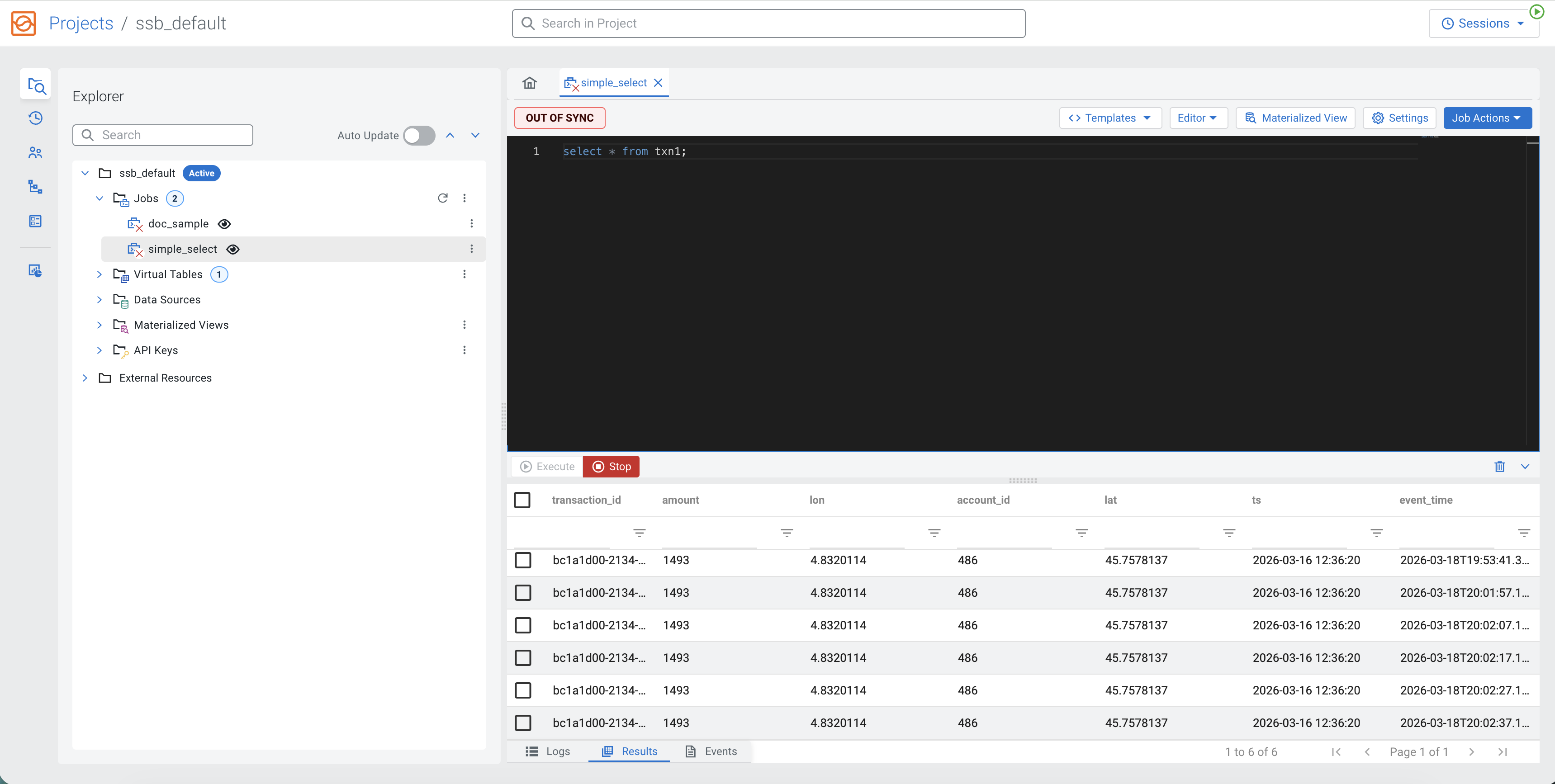 SQL Stream Builder